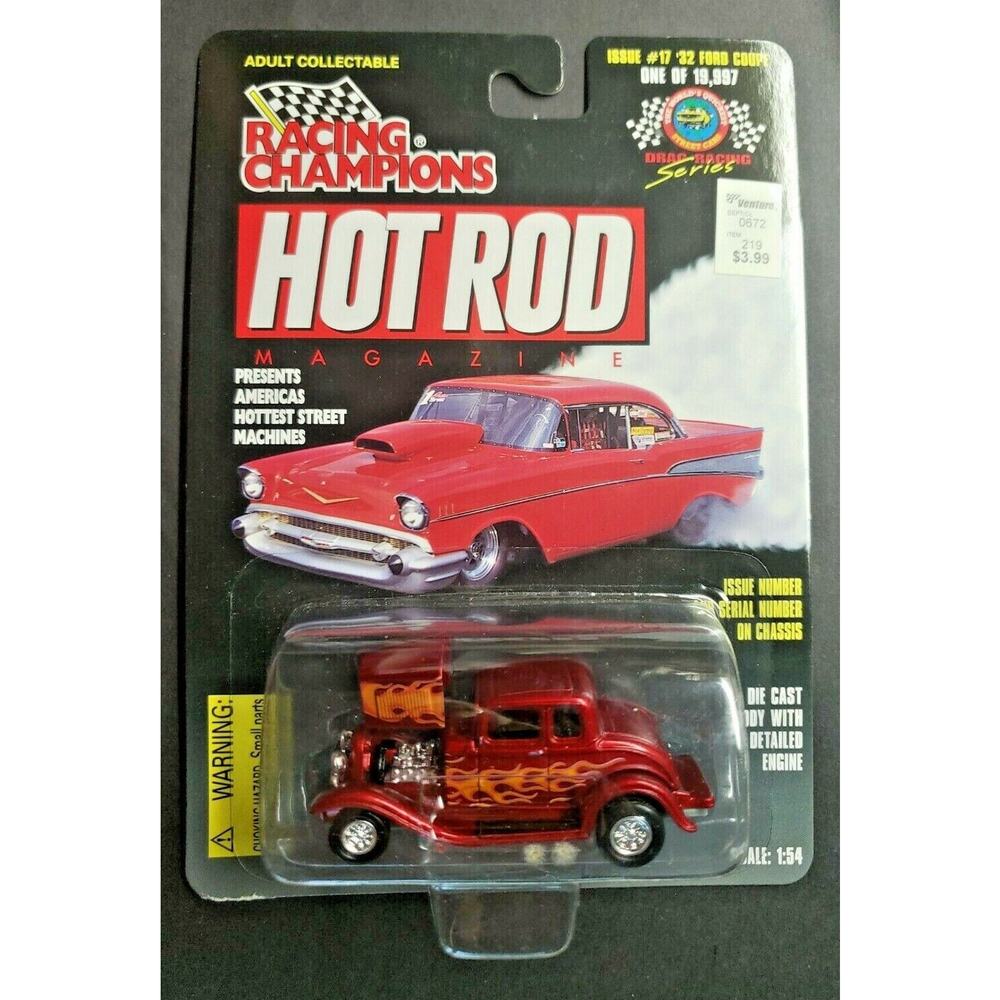 1997 Racing Champions Hot Rod Mag #17 '32 Ford Coupe Red 1:54 HW1